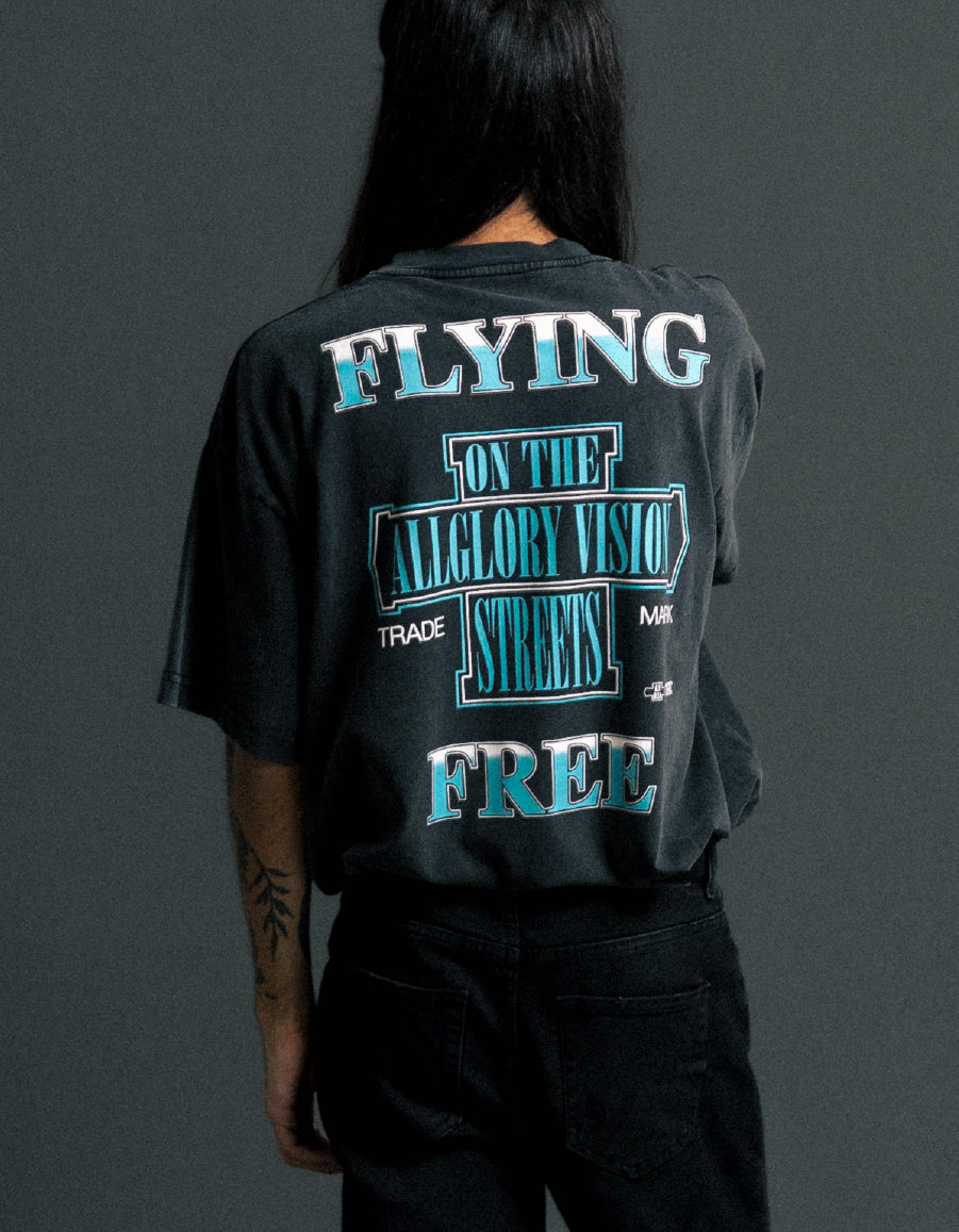 FLYING FREE Camiseta ALLGLORY Vintage Sun Black MODELO COSTAS