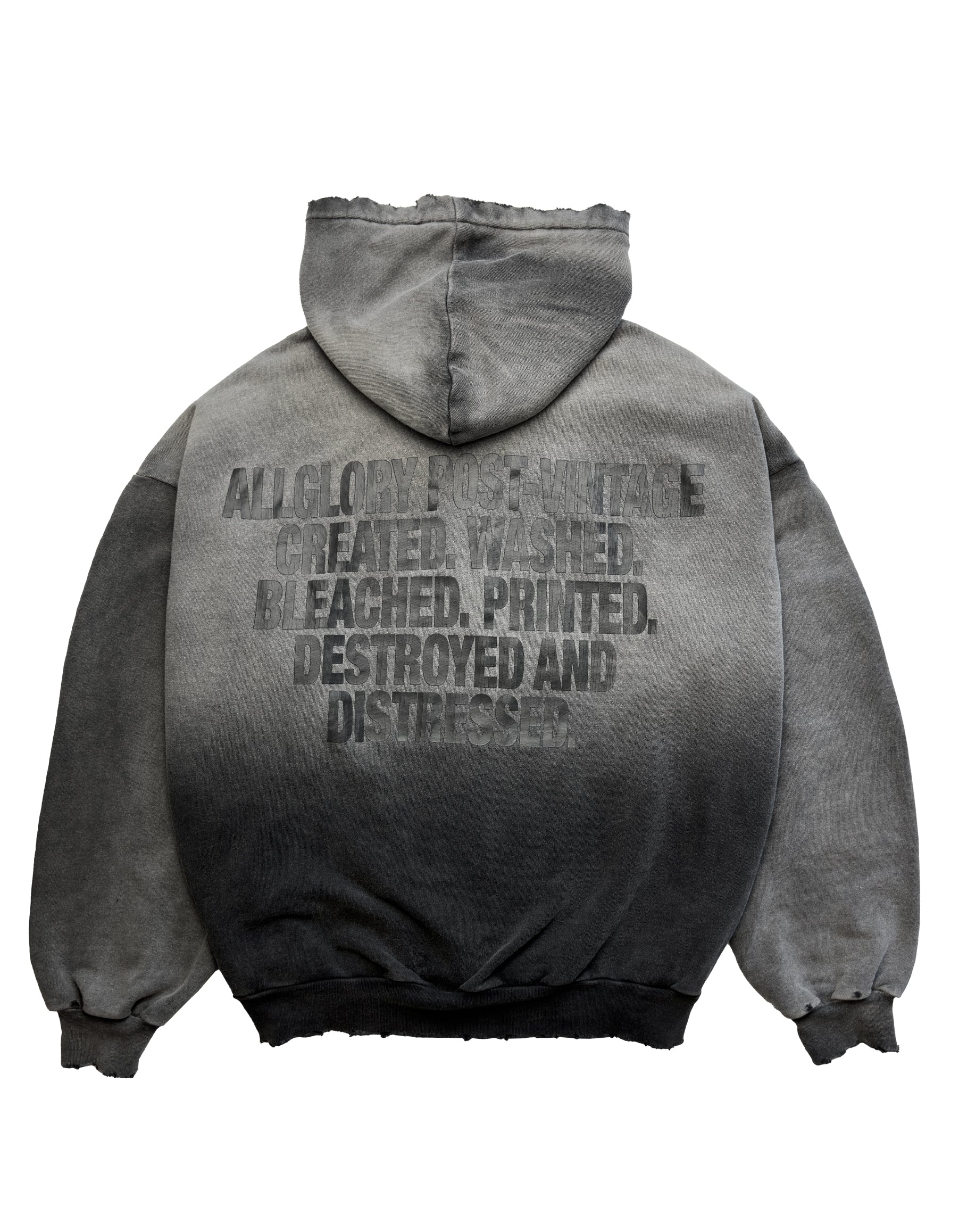 POST VINTAGE Moletom ALLGLORY Hoodie Vintage Trashed Black Destroyed COSTAS