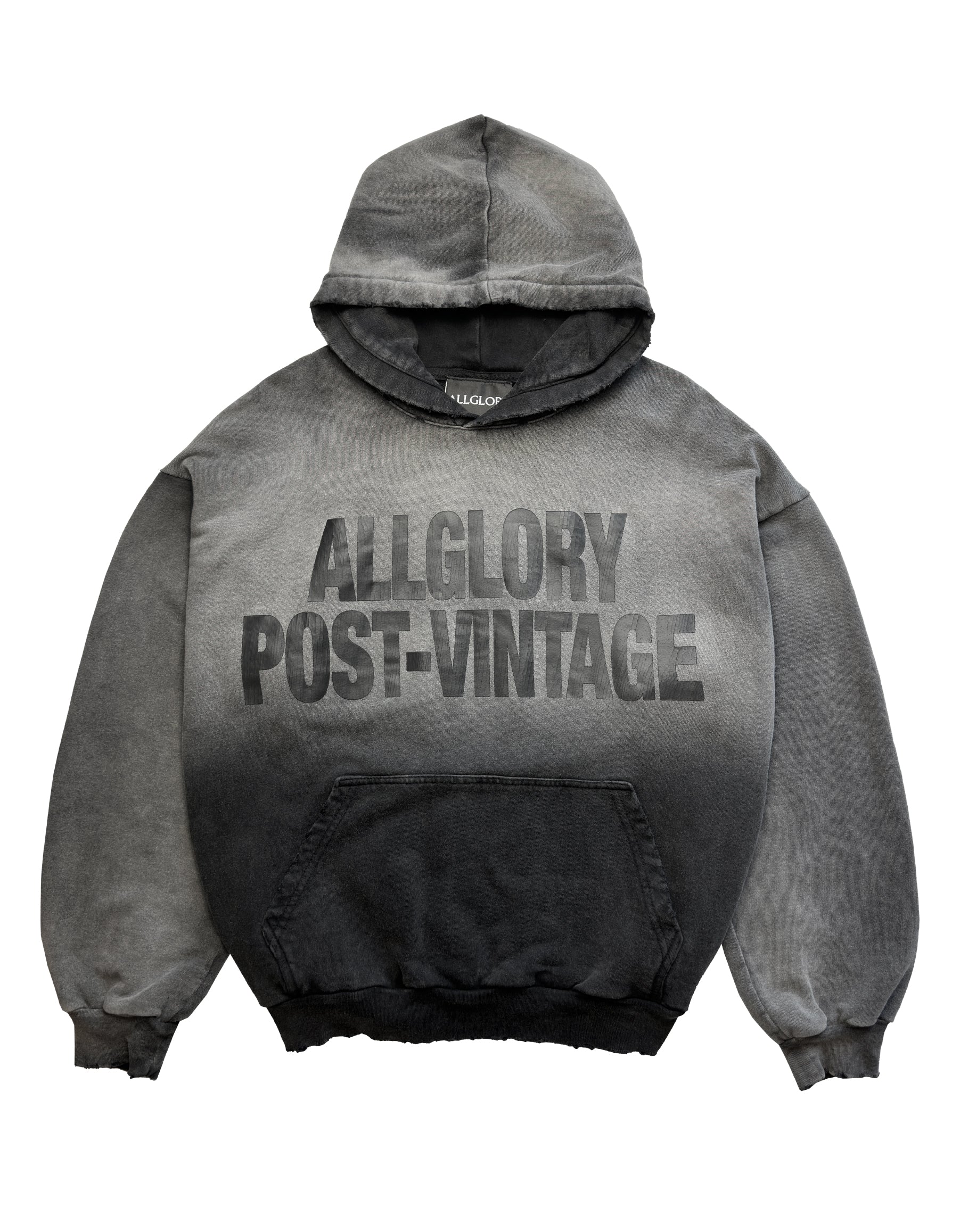POST VINTAGE Moletom ALLGLORY Hoodie Vintage Trashed Black Destroyed FRENTE